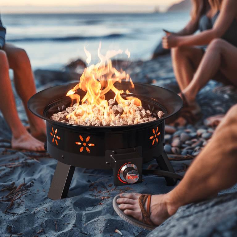 19 inch Portable Fire Pits with Grill for Outside 58000 BTU
