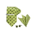 thumbnail image 1 of Corbata de lunares para hombres INSPIRE CHIC, juego de clip de corbata, gemelos y pañuelo de bolsillo para negocios y bodas, verde café, 1 of 6