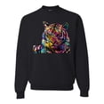 thumbnail image 2 of Wild Bobby, Colorful Rainbow Tiger Animal Lover Unisex Crewneck Graphic Sweatshirt, Black, Small, 2 of 3