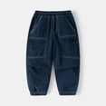thumbnail image 2 of Gyexs Toddler Little Boys Drawstring Jogger Cargo Pants with Side Pockets Fall Winter Clothes, 2 of 6