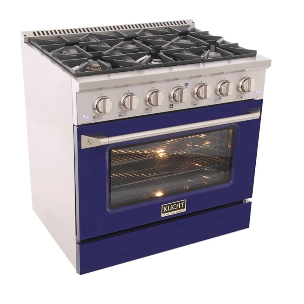 Pemberly Row 36" 5.2 cu. ft. Dual Fuel Range Propane Gas Sealed Burners in Blue