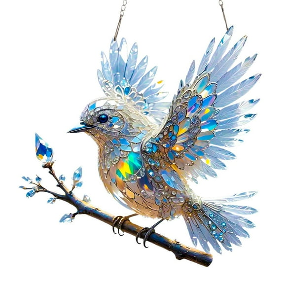 Stained Acrylic Window Birds,Bluebirds Suncatchers for Window Hummingbird Gift Bird Decors for Garden