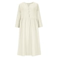 thumbnail image 5 of Ygbgbb Women's 3/4 Sleeve Maxi Dresses 2026 Spring Fall Casual V Neck Dresses Cotton Linen Dresses Flowy Boho Modest Trendy Summer Vacation Dress Khaki M, 5 of 9