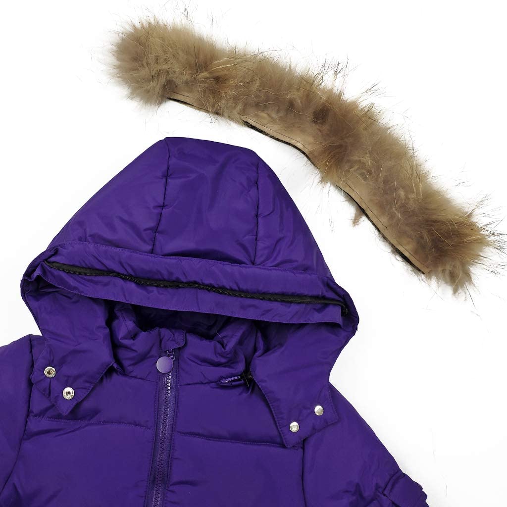 Vimukun Baby 2-Piece Snowsuits Unisex Winter Thick Fur Hooded Down Coat with Bib Pants