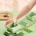 thumbnail image 4 of 1PC Stainless Steel Veneer 1PC Drain Basket 1PC Handguard 6PCS Blade Multifunctional Grater Six Cutting Tools Round Vegetable Chopper Vegetable Chopper Food Chopper With Container Vegetable Chopper, 4 of 8