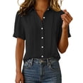 thumbnail image 3 of Horkkom Button Down Shirts for Women Summer Linen Short Sleeve Tops Dress Business Work Casual Tops XXL, 3 of 10
