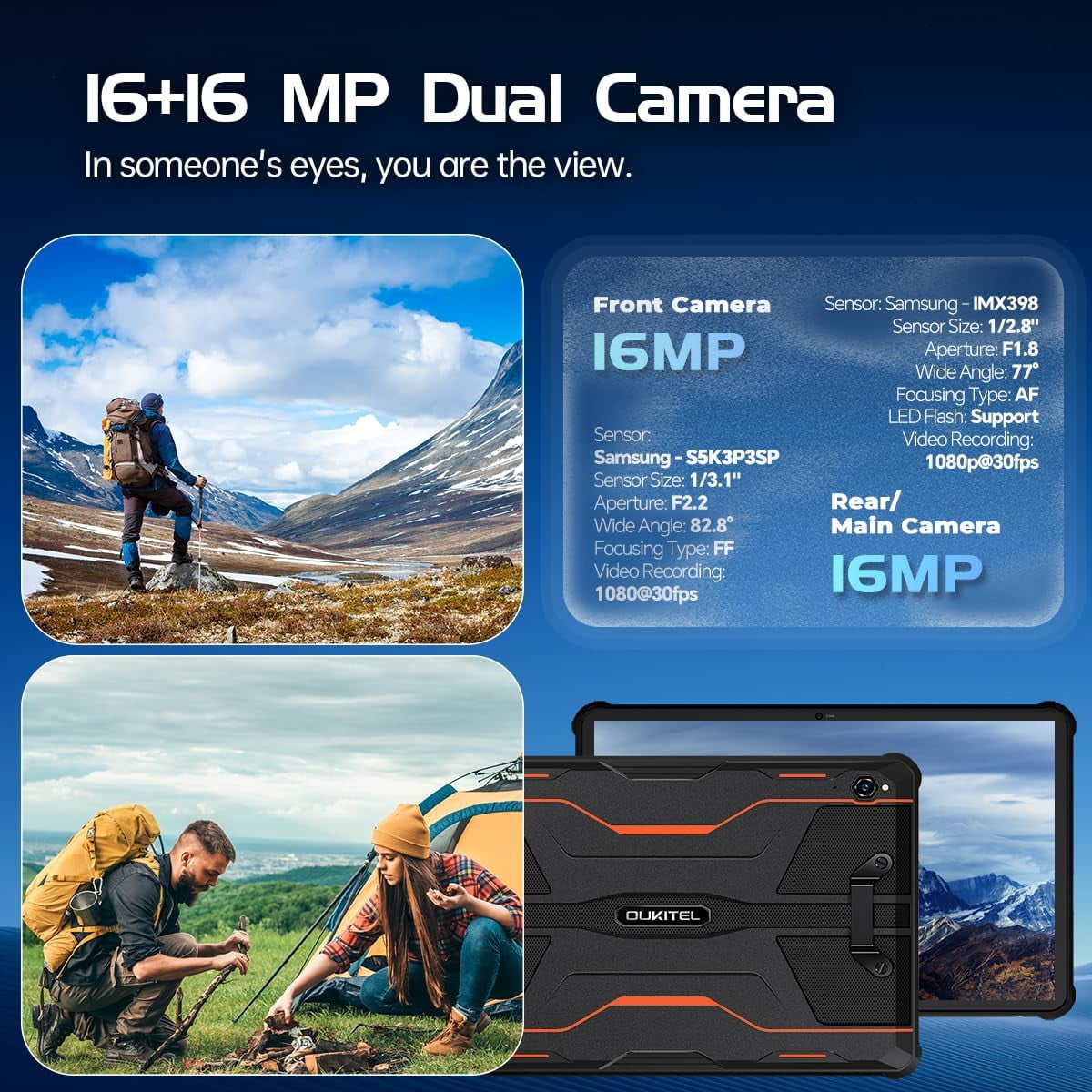 OUKITEL RT9 Rugged Tablet 10 inch Tablet Android - 24GB RAM 256GB ROM 1TB Expandable Storage, 11000mAh,16MP+16MP Camera, 4G Dual SIM Phablet Compatible with T-Mobile Tablet Computer Waterproof