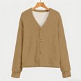 thumbnail image 5 of Womens V Neck Button Down Cardigan Cozy Soft Plush Oversized Longline Open Front Sweater, 5 of 5