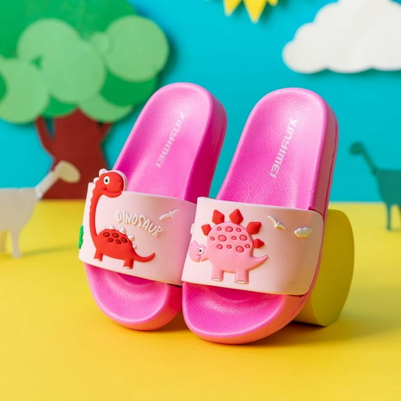SEMPAI toddler Boys Girls Beach Pool Slides Sandals Home Dinosaur Slippers Soft Shoes