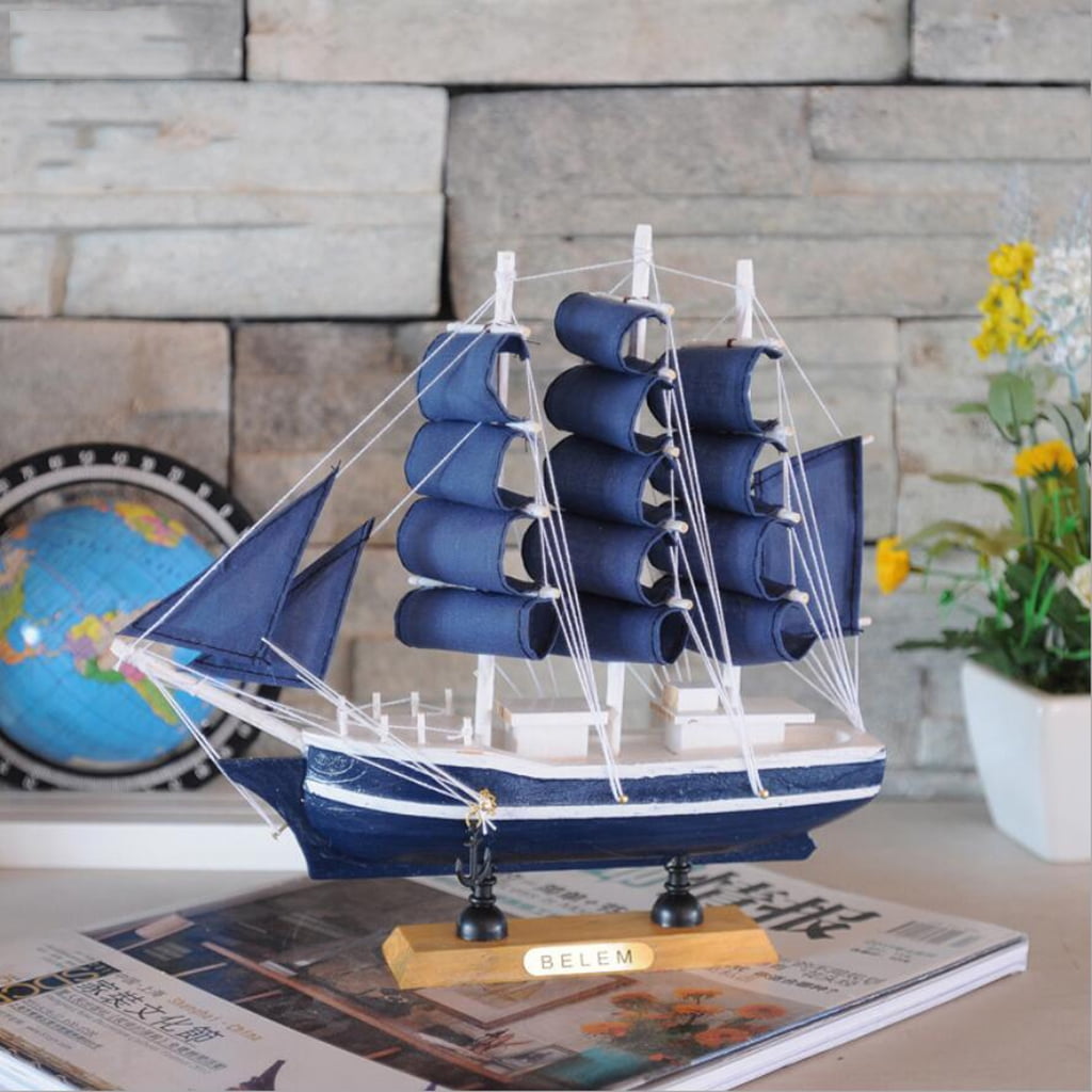 9.5'' Pirate Ship Wooden Sailboat Replica Home Decorative Boat Craft Toy #3 