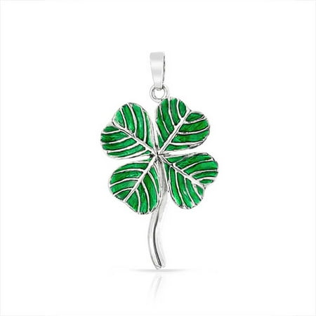 Maple Leaf Pendant Irish Shamrock Green Good Luck Charm 4 Leaf Clover Pendant Necklace For Women For Teen 925 Sterling Silver ()