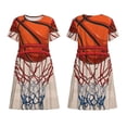 thumbnail image 3 of Bixox Robe d'Été à Manches Courtes pour Femmes Robe Ample Longueur Genou avec Poches-Basketball, 3 of 7