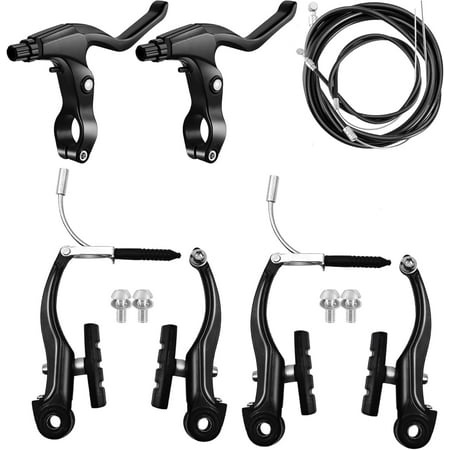 bike brakes set,oddpc complete brake kit for most bicycles mountain bike, front and rear bike mtb hybrid brake, cables lever kit - black