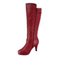 thumbnail image 3 of Bottes à Talon Haut à Fermeture Éclair à Bout Rond Décontractées pour Femmes Dames Mode (Rouge, 10), 3 of 5