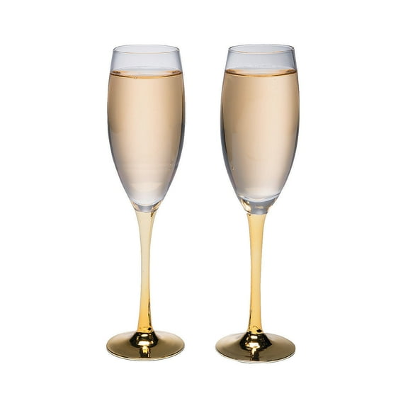 Gold Stem Champagne Flute Set 2Pc - Home Decor - 2 Pieces