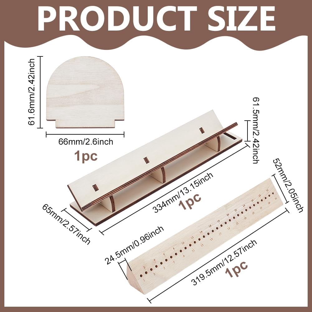 Old Lace Wood Bookbinding Punching Cradle with Piercing Guide 13.1x2.5x2.4inch Book Binding Tool for DIY Crafts Notebook Journals Planners Brown