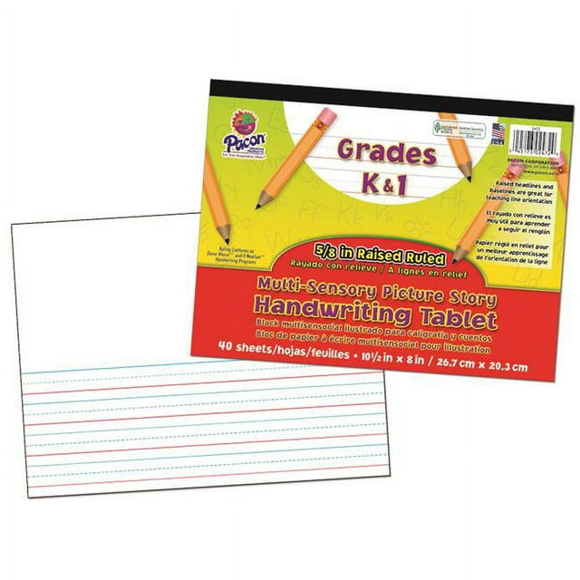 Pacon PAC2472-3 Multi Sensory Picture Story Paper Handwriting Tablet - 3 Each