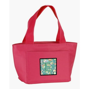Letter E Circle Circle Teal Initial Alphabet Lunch Bag
