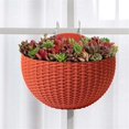 thumbnail image 2 of Creative Imitation Rattan Wall Hanging Semicircle Flower Pot Without Drilling, 2 of 5