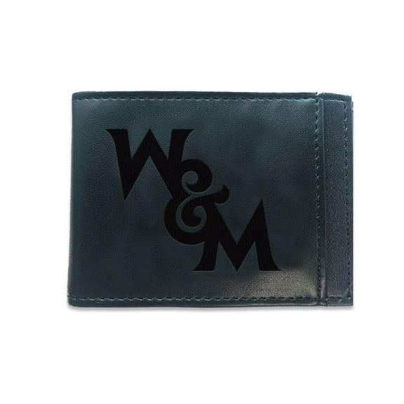 Black William & Mary Tribe Hybrid Leather Front Pocket Bi-Fold Wallet with Money Clip