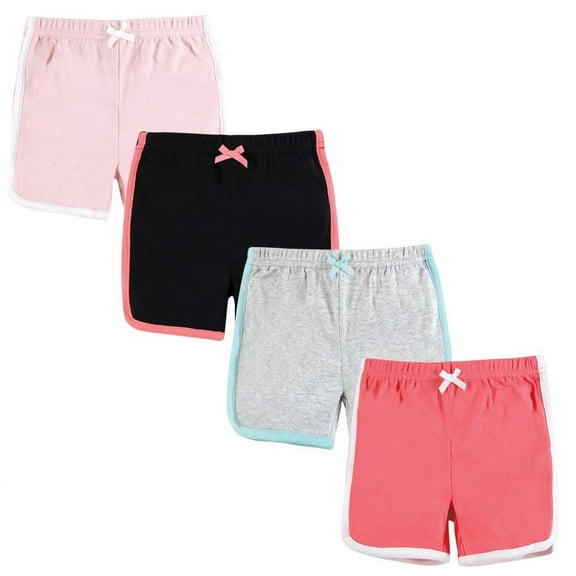 Hudson Baby Girl Shorts Bottoms 4-Pack, Coral, 0-3 Months