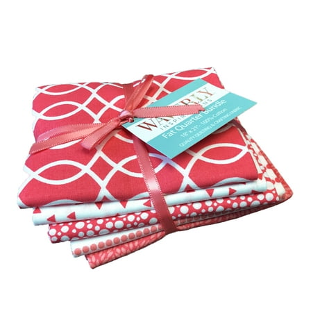 Waverly Inspirations 100% Cotton 18" X 21" Fat Quarter Coral Fabric Bundles, 5 Pieces