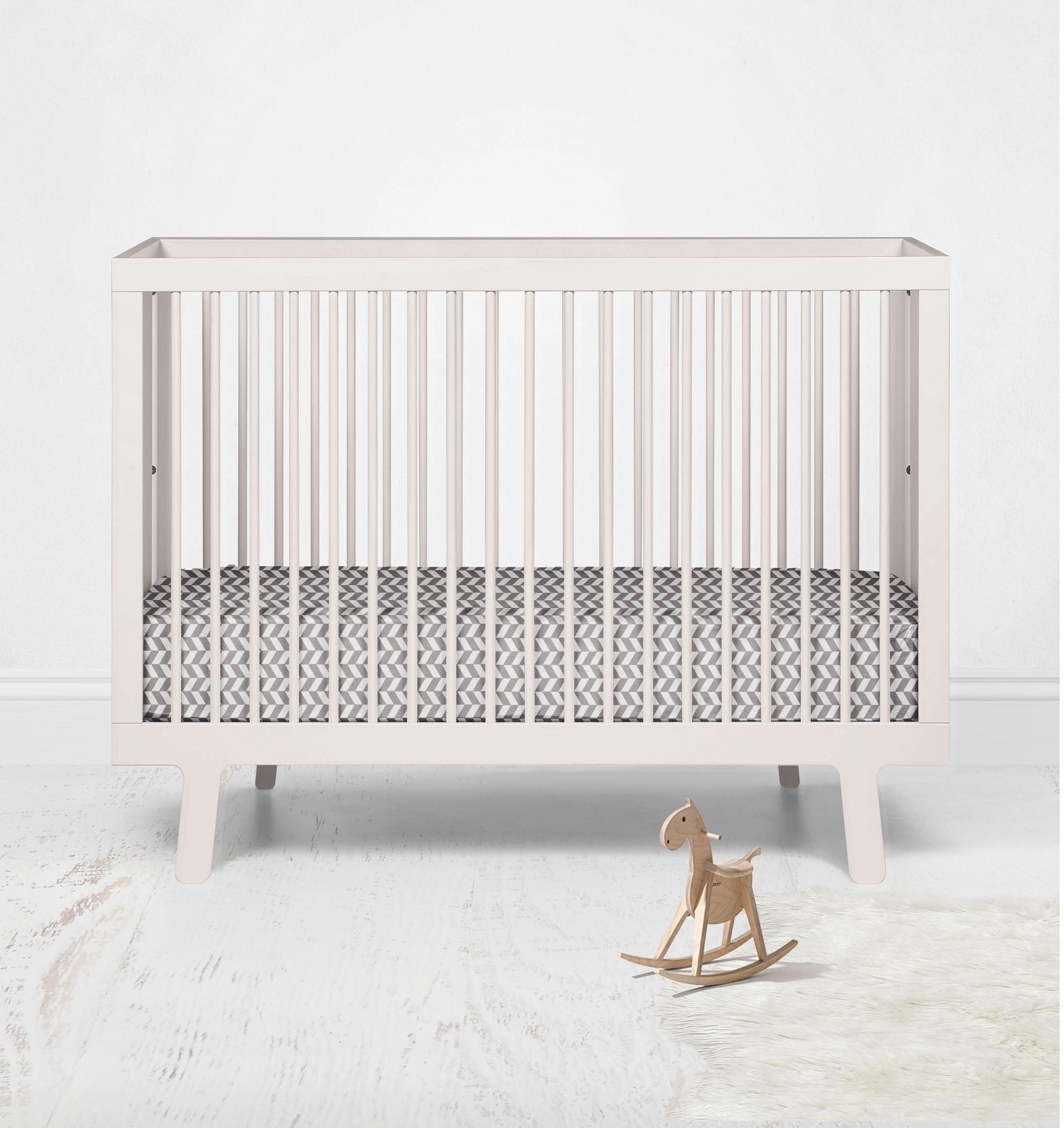 Herringbone Houndstooth Grey Muslin Crib or Toddler Bed Fitted Sheet Cotton Muslin