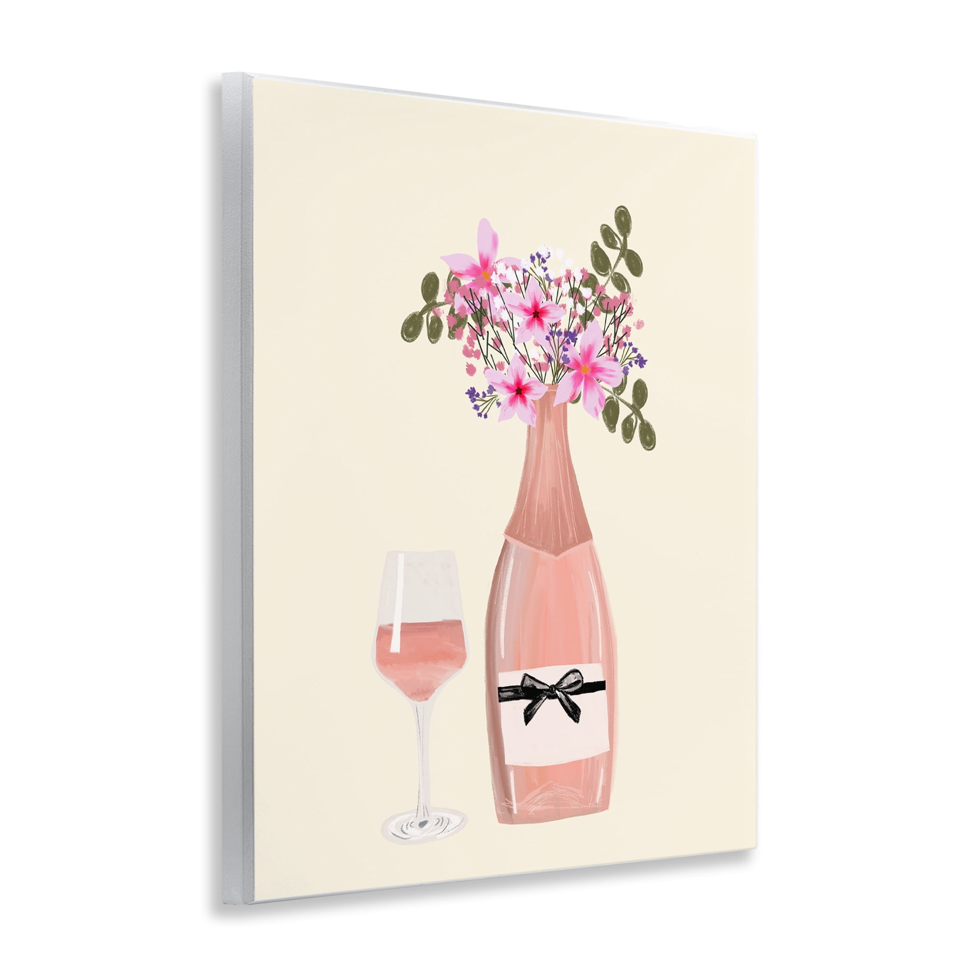 Stupell Industries Floral Champagne & Glass Food & Beverage Painting Unframed Art Print Wall Art, 11 x 14