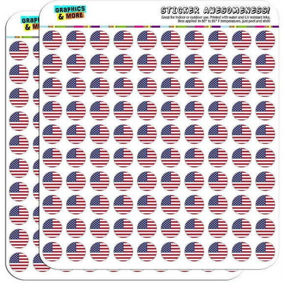 The United States National Country Flag 200 1/2" (0.5") Planner Calendar Scrapbooking Crafting Stickers