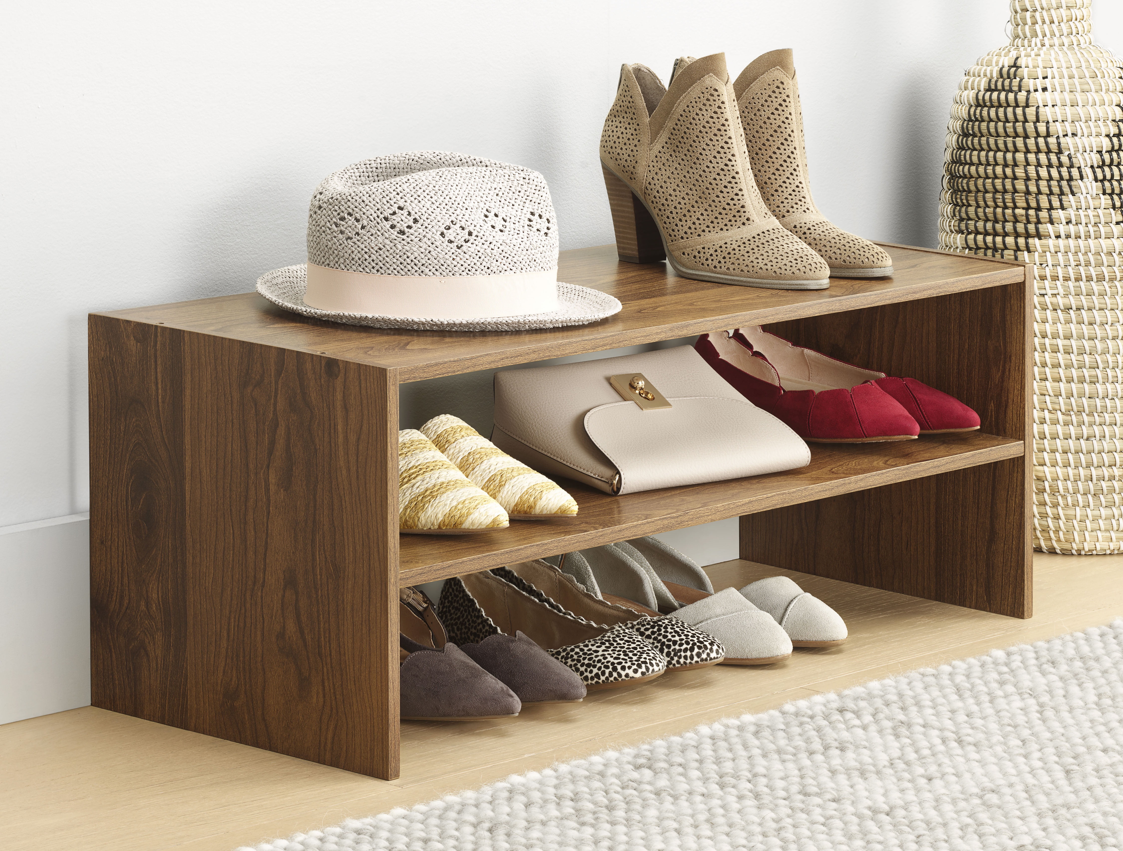 Whitmor Wood Stackable Shoe Rack - 2-Shelf - Home Decor - Walmart.com
