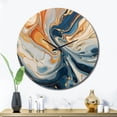 thumbnail image 3 of Designart "Aqua Symphony Teal Orange Expression" Abstract Oversized Wall Clock, 3 of 5
