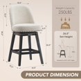 thumbnail image 5 of AFO 26" Upholstered Swivel Counter Height Bar Stools Set of 2, Modern Fabric Bar Chairs with Solid Wood Frame, Suitable for 35"-39" Table, For Kitchen Island Dining Room Pub Restaurant, Beige, 5 of 12