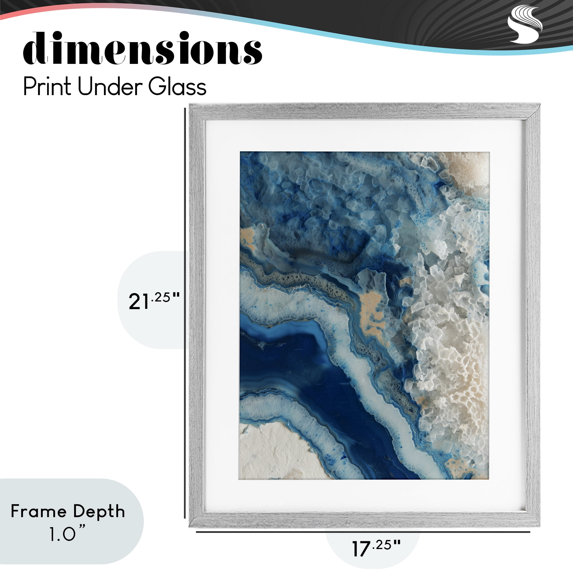 Stupell Industries Ocean's Minerals Flow Gray Framed Print Under Glass, design by Svetlana Aleynikova