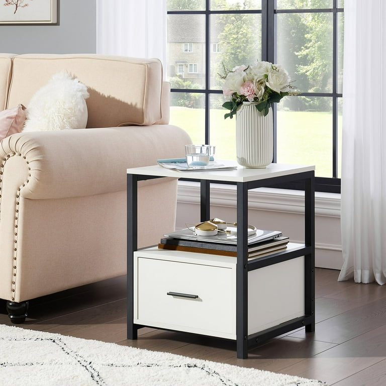 Ludie Block End Table with Storage Base Color White Color White Overall Product Weight 46 lb