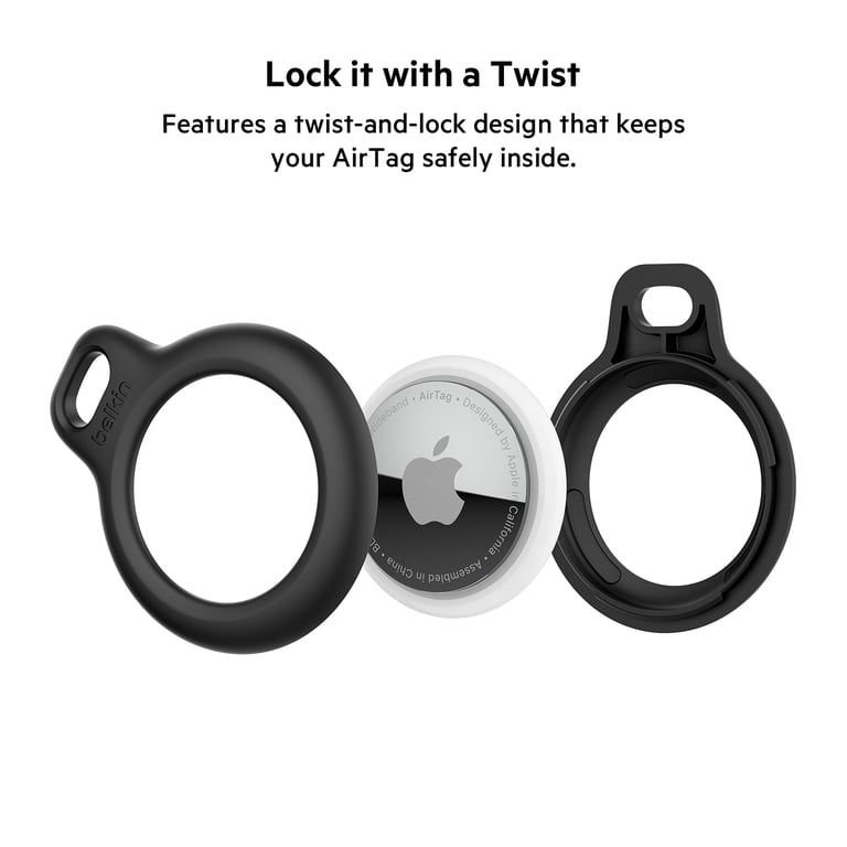Apple Air Tag 4個セット(belkinケース付き) Belkin 4-Pack Black AirTag Holder with Key Ring, Scratch Resistant