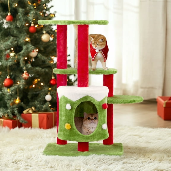 Zimtown 32.5in Cat Tree Cat House Christmas Design for Indoor Cats