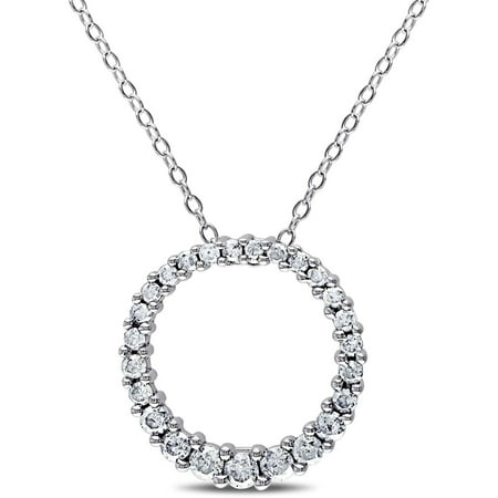 Miabella 1/2 Carat T.W. Diamond Sterling Silver Circle of Life Pendant, 18