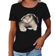 thumbnail image 3 of Camiseta de cuello redondo Patrón de gato 3D Moda Cómoda Camiseta de manga corta transpirable para mujeres Hombres Negro XL, 3 of 6