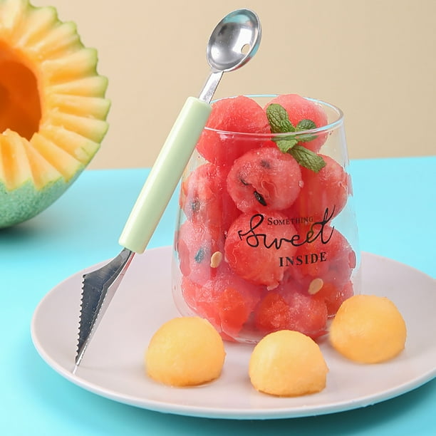 Sacabolas De Acero Inoxidable Para Melón, Cuchara Para Fruta, Cuchara De Doble Cara, Crea Bolas De Fruta Perfectas, Ideal Para Fiestas, Ensaladas Y Presentaciones De Postres.