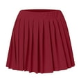 thumbnail image 4 of Curuila Womens Mini Skirt Fashion Casual Solid Color Short Pleated Skirt Red Size S, 4 of 4