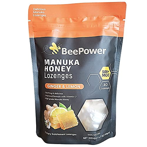 Beepower All Natural Manuka Honey Lozenges Contains 40 Lozenges 67 Oz Mgo 500 Ginger Lemon 5906