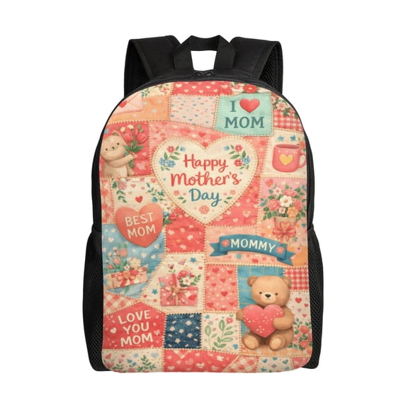 Mothers Day Pattern Backpack Full Front Print Travel Laptop Bag for Men and Women