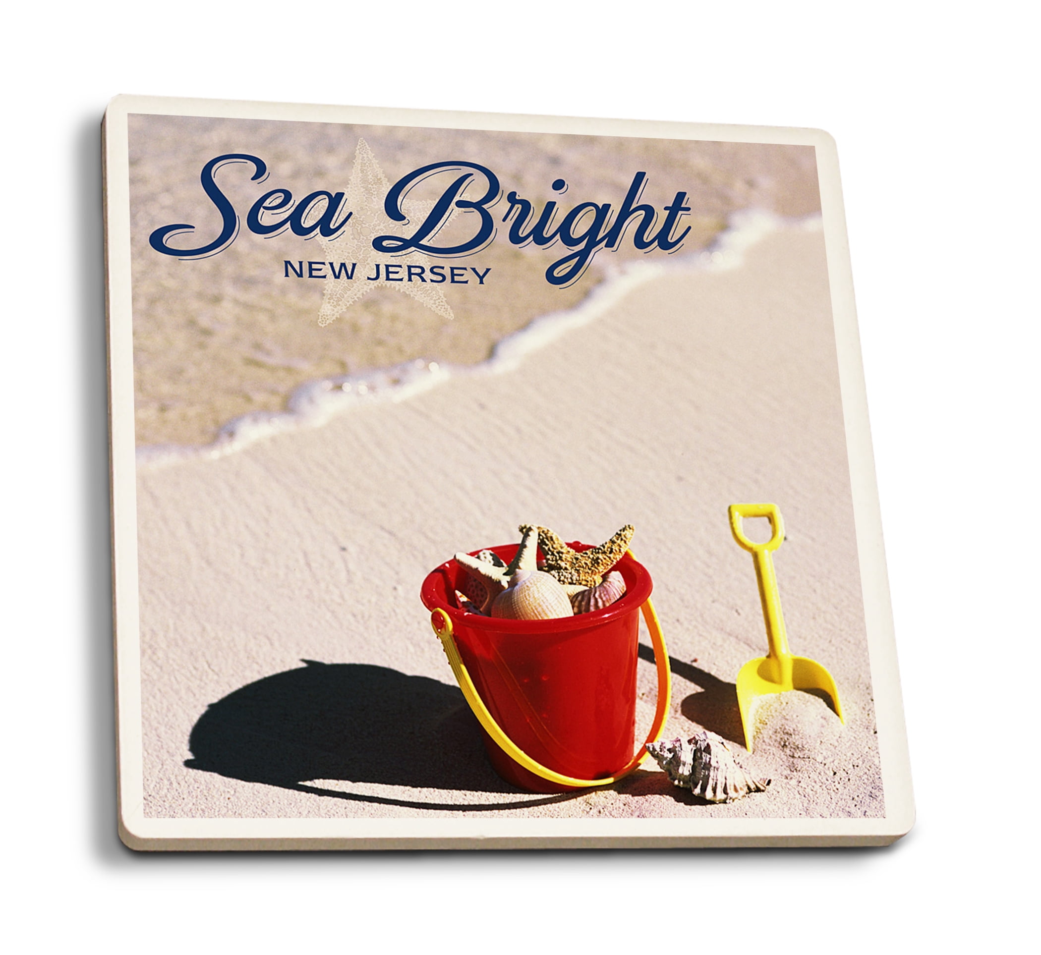 Sea Bright, New Jersey, Bucket and Shovel on Beach (Absorbent Ceramic ...