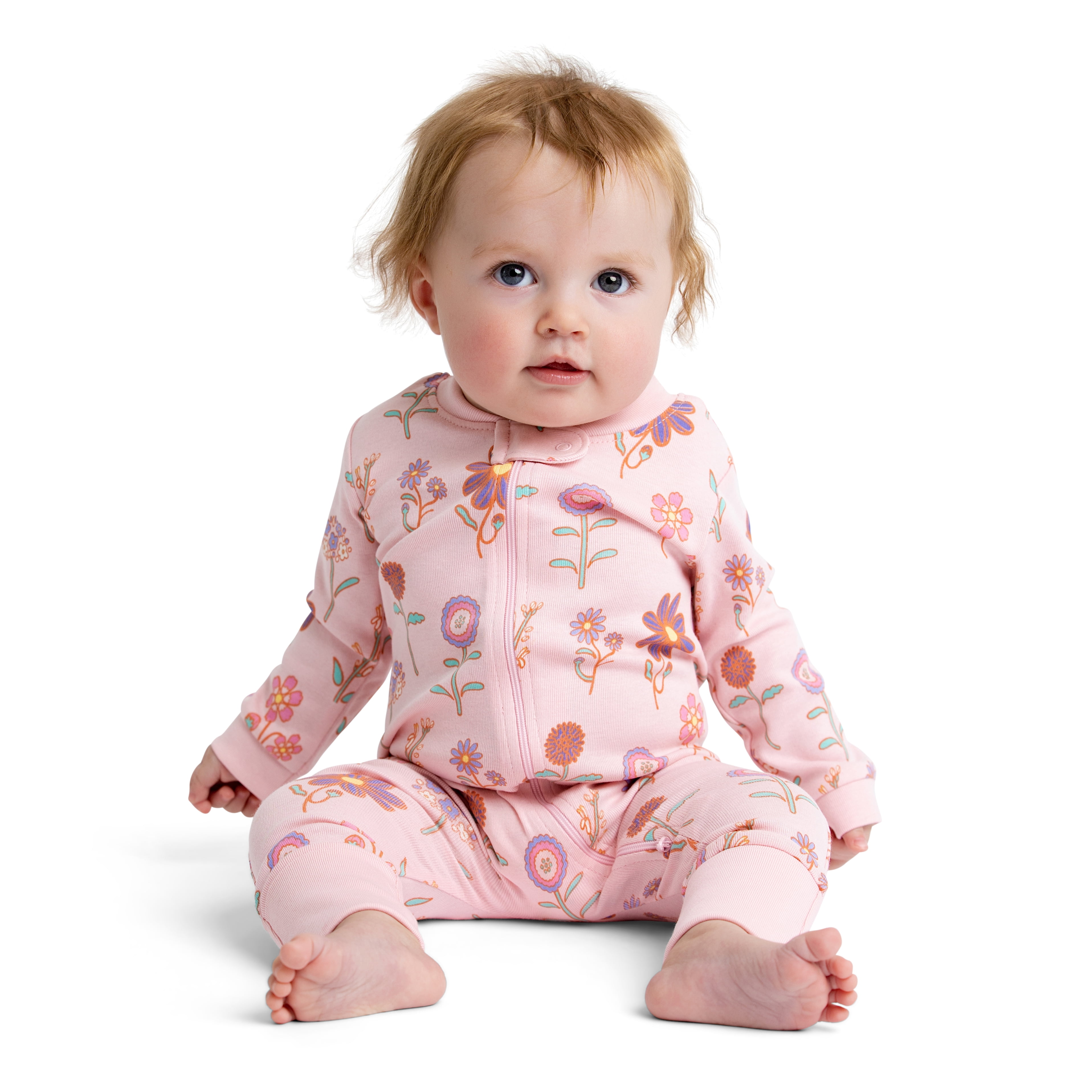 M+A by Monica + Andy Organic Cotton Gender Neutral Long Sleeve Baby One-Piece Pajama, Sizes Newborn - 24 Months
