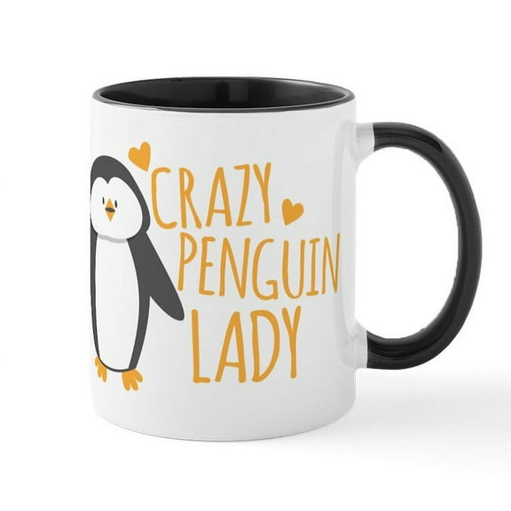 CafePress - Crazy Penguin Lady Mugs - 11 oz Ceramic Mug - Novelty Coffee Tea Cup