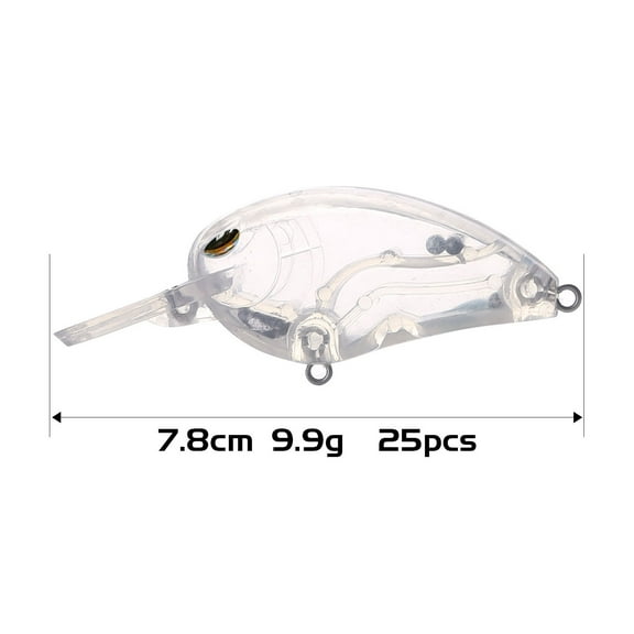 FREE FISHER 25pcs Lure Blanks Square Bill Crankbait Unpainted Transparent Colored Lures Swimbait Hard Lures Kit for Saltwater and Freshwater 7.8cm 9.9g