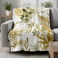 thumbnail image 2 of Brown Green Leaves Blanket Soft Cozy Warm Twin Blanket for Bed, Plush Fuzzy Flannel Fleece Blankets for Sofa, Summer Botanical Farmhouse Watercolor Leaf Throw Blankets for Couch Gifts, 60"x80", 2 of 9