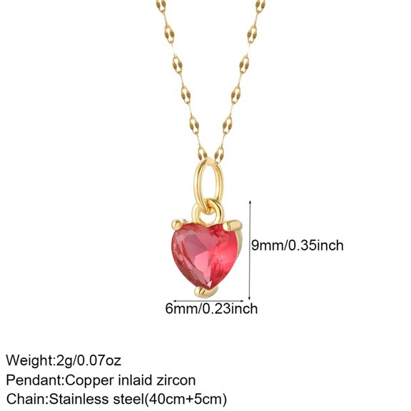 EOEMY Red Love Pendant Necklace For Women Gold Heart Collares Long Stainless Steel-Nk008G2Ac220085G8