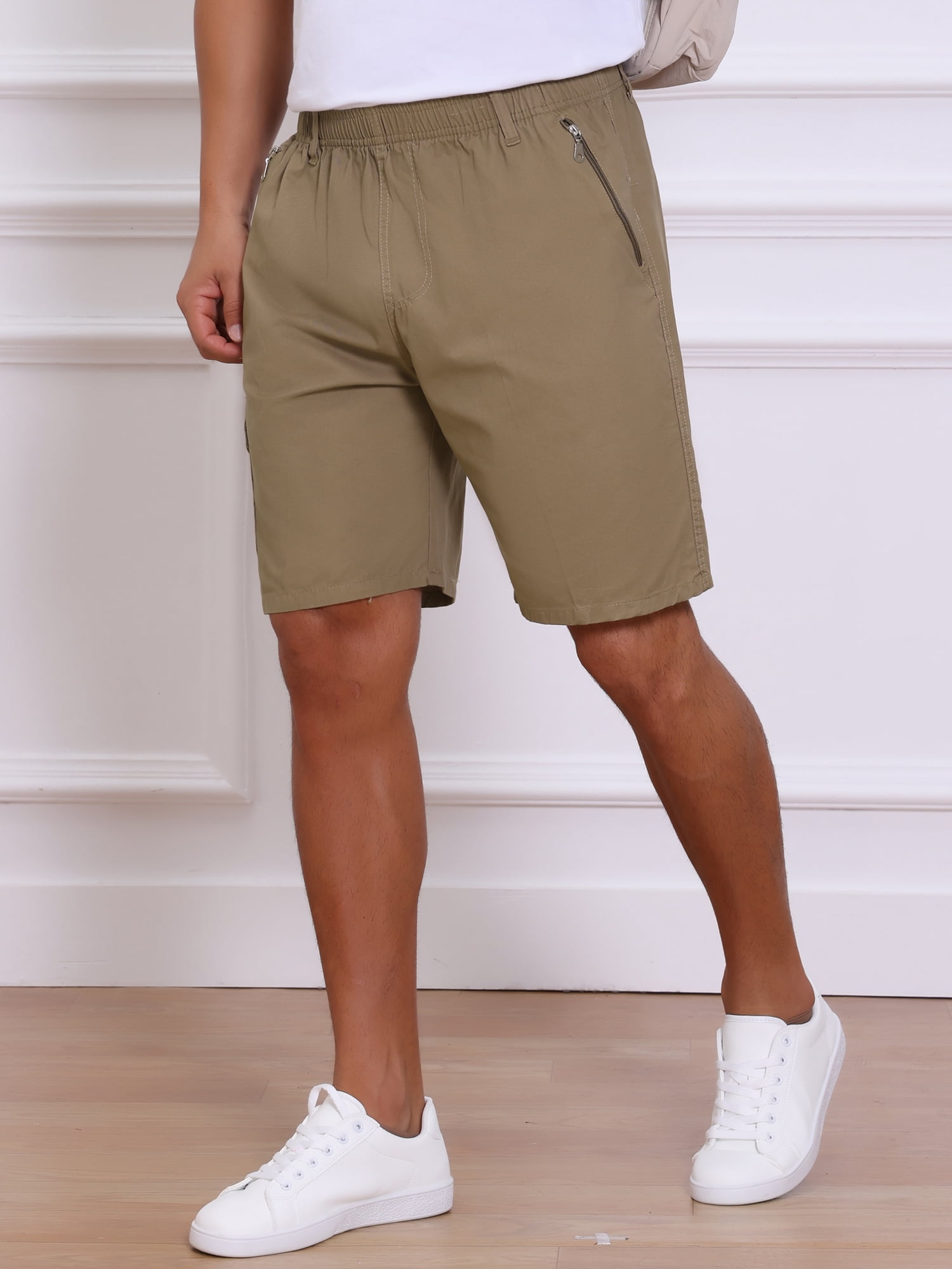 DARING DIVA Men's Cargo Shorts Cotton Zipper Pockets Hiking Short Pants 36 Khaki