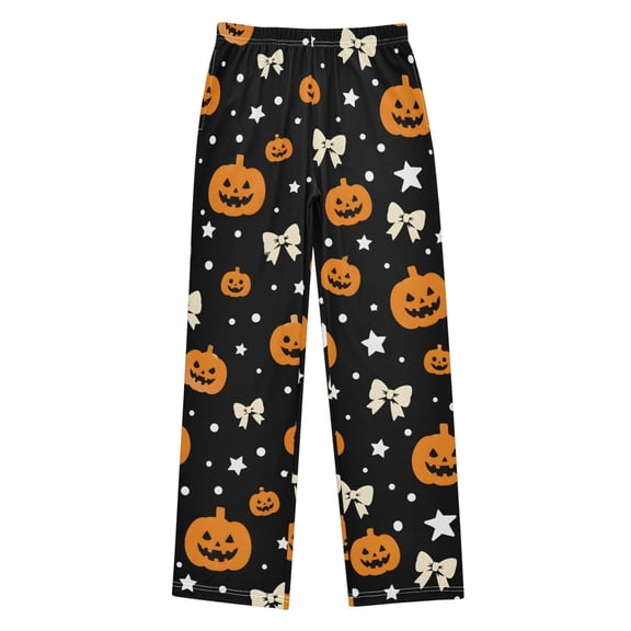 Boys Pajama Pants Pumpkin Bowknot Soft Kids Pj Bottoms Lounge Pants with Pockets Boys Sleepwear Size 6-14
